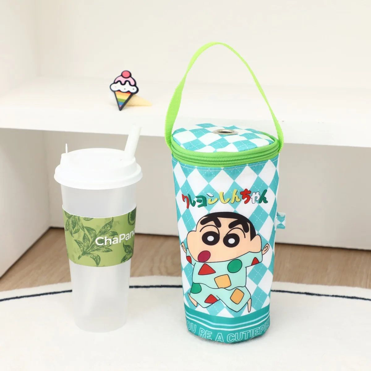 Cute Stitch Lingge Printed Portable Insulated Cooler Bag Tea Tote Bag Cartoon Eco-Friendly Carrying Insulated Cup Cover Handbag