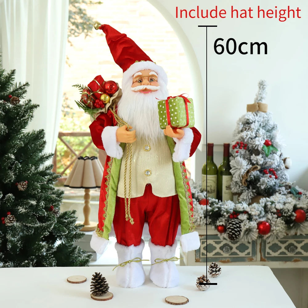 60CM Large Santa Claus Dolls Ornaments Standing Santa Figurine Doll Christmas Home Decoration Kids Gift navidad home decor