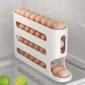 4 Layers Automatic Egg Roller New Household Kitchen Dedicated Egg Roller Rack Space Saving Large Capacity Egg Organiser