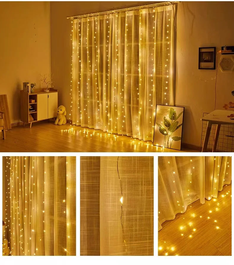 christmas lights decorations lamp holiday lighting USB Holiday Curtain Garland Lamp fairy lights lights decoration led light