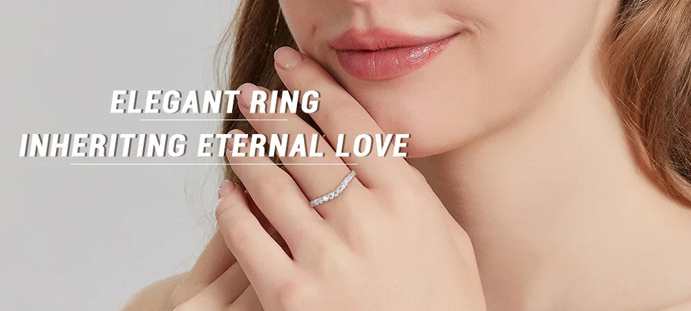LinkerLove Moissanite Ring Diamond Curve Wedding Band 925 Sterling Silver Couple Engagement Ring Trend Fine Jewelry Gift for Her