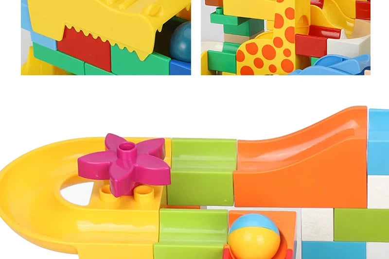 Marble Run Building Blocks Large Dinosaur Animals Slide Track Race Game Big Bricks STEM Educational Construction Toy Kids Gift