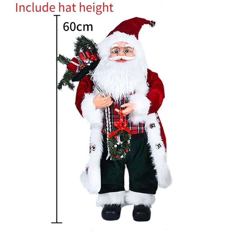 60cm Christmas Large Santa Claus Dolls Ornaments Standing Santa Figurine Doll Christmas Home Decoration Kids Gift navidad