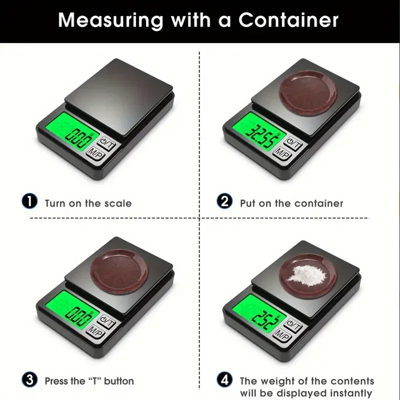 Precision Pocket Scale 1000g 0.1g Digital Gram Scale Backlit LCD Portable Jewelry Food Grain oz Tare Function Travel Use