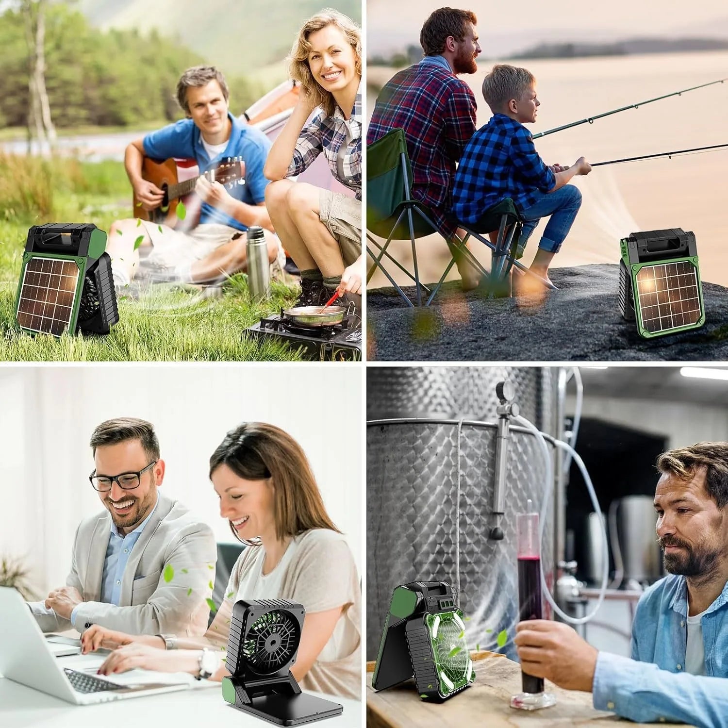 10000mAh Solar - Powered Camping Lantern with 4 - Speed Fan 90° Foldable, Rechargeable & Powerful Wind