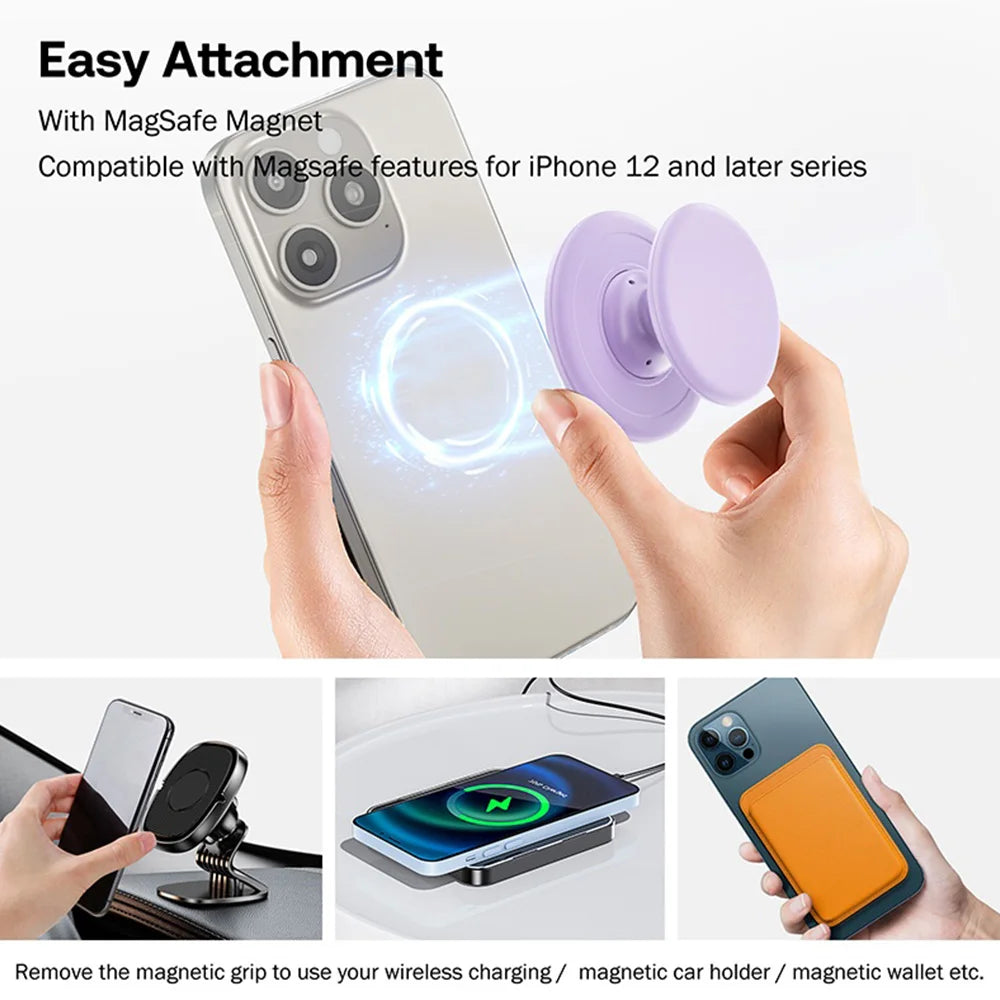 Universal Magnetic Phone Grip – Stand & Silicone Holder