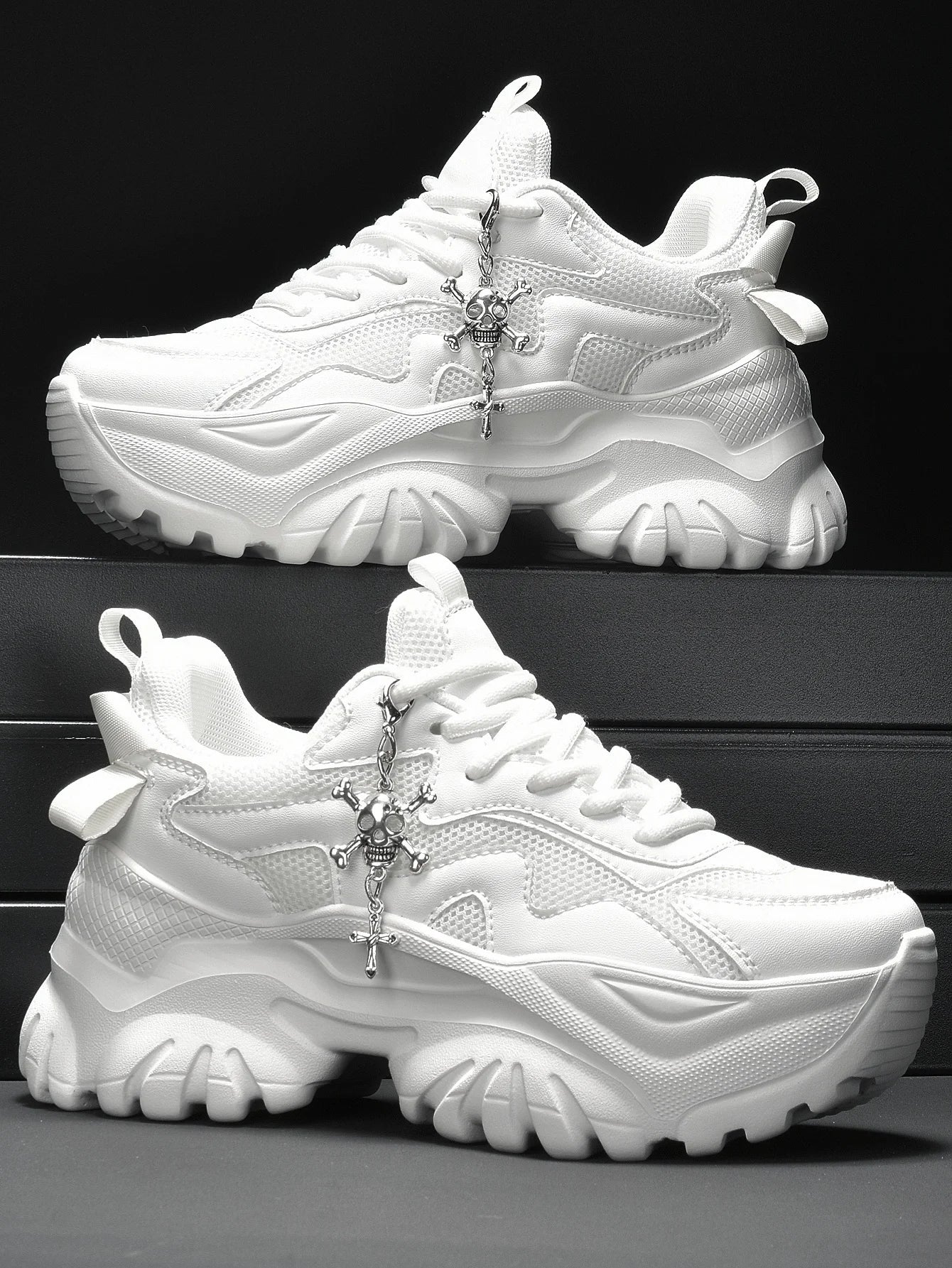 Women’s Punk Platform Sneakers Lace-Up High Heel Shoes