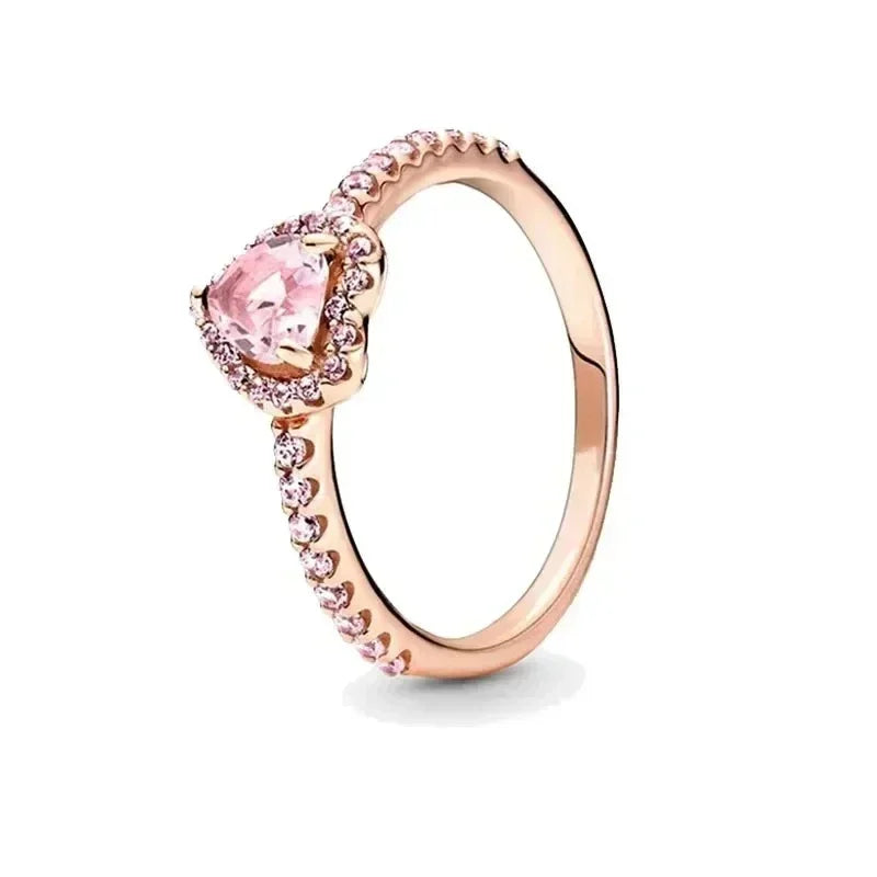 Hot selling 925 sterling silver rose gold ring high-quality luxury sparkling crystal ring women's jewelry exquisite holiday gift