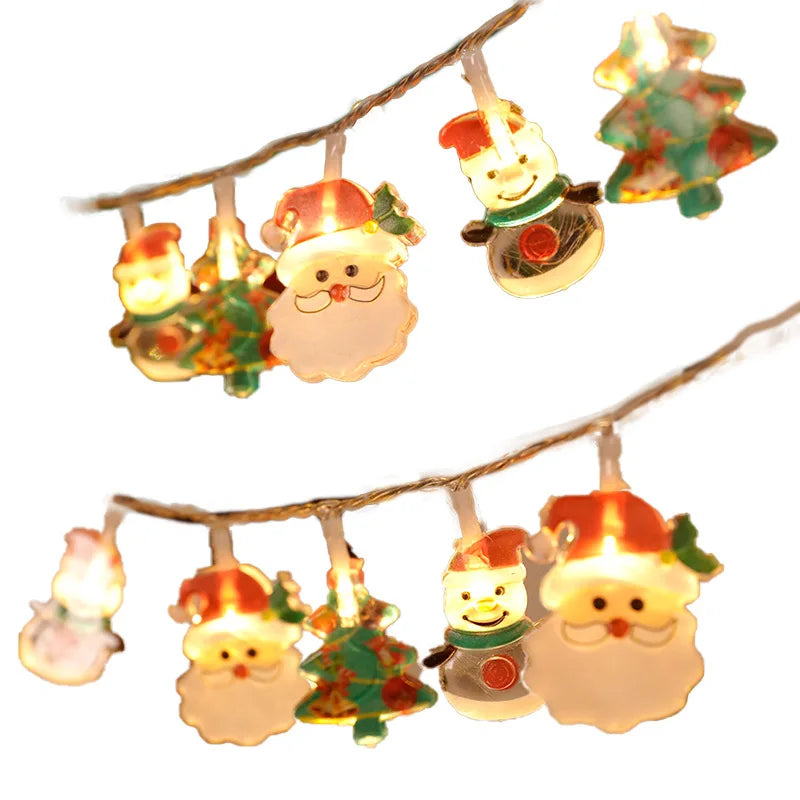 2024 Christmas Lights String Santa Claus Snowman Battery-operated Garland LED Christmas Decorative Light Party New Year's Decor