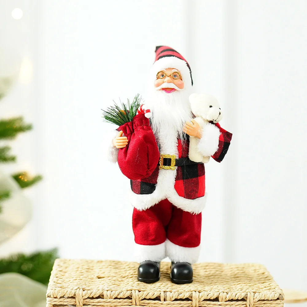 30cm Cute Santa Claus Doll Standing Santa Claus Statue 2025 Xmas Tree Ornament Christmas Decor Home Navidad Gift New Year 2026