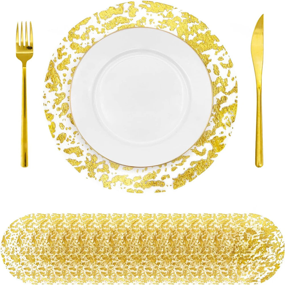 12pcs 13in Disposable Gold Placemats Set Birthday Party Decoration Gold Foil Placemats Wedding Graduation Baby Shower Decoration