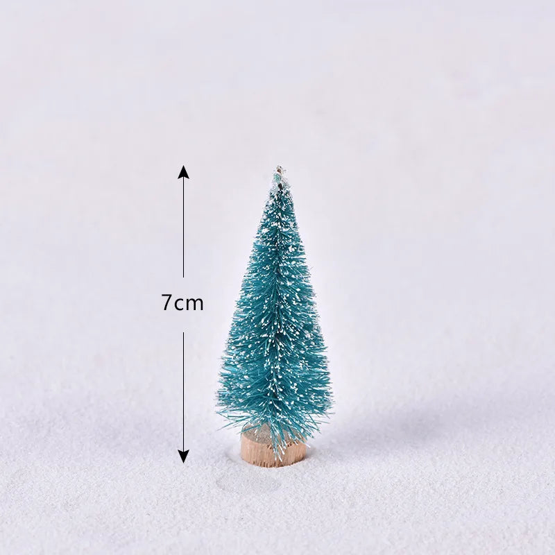 12Pcs DIY Mini Christmas Tree Sisal Silk Cedar Desktop Decoration Small Christmas Tree 2025 Xmas New Year Decor Micro-landscape