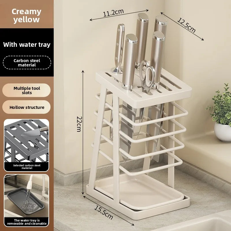 Kitchen knife rack storage rack countertop drainage all-in-one knife storage rack kitchen knife rack for home knife holder