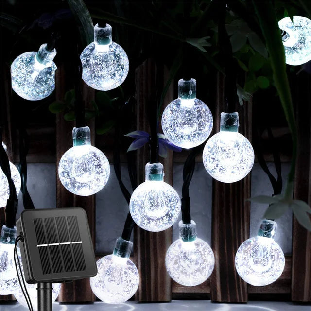 Solar String Lights Outdoor 200 Led Crystal Globe Lights Waterproof Solar Festoon Fairy Light for Garden Christmas Outdoor Decor