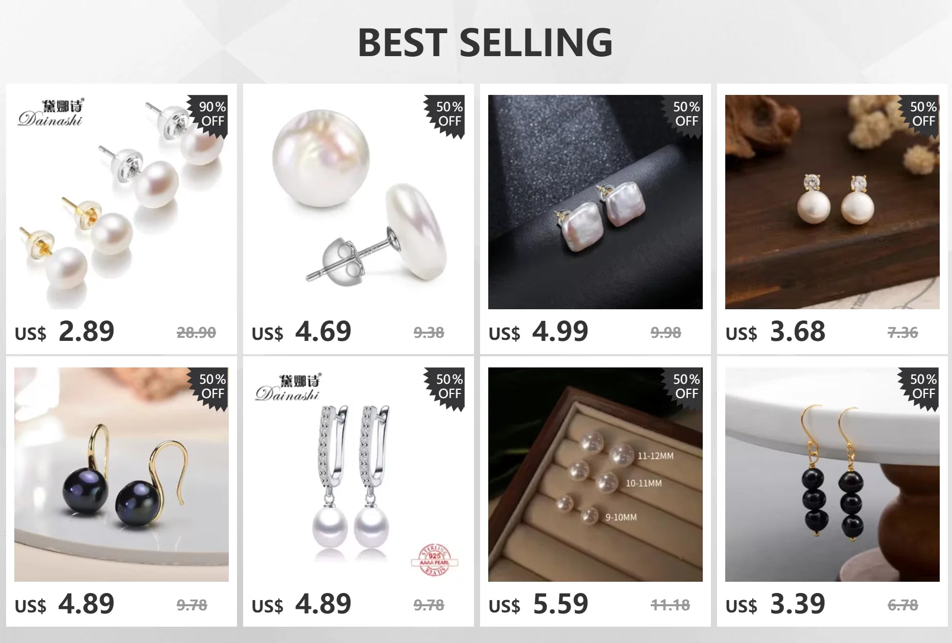 Dainashi 925 Sterling Silver Natural Pearl Earrings Simple Round Classic Earrings Fashion fine Jewelry Gifts earrings for Women