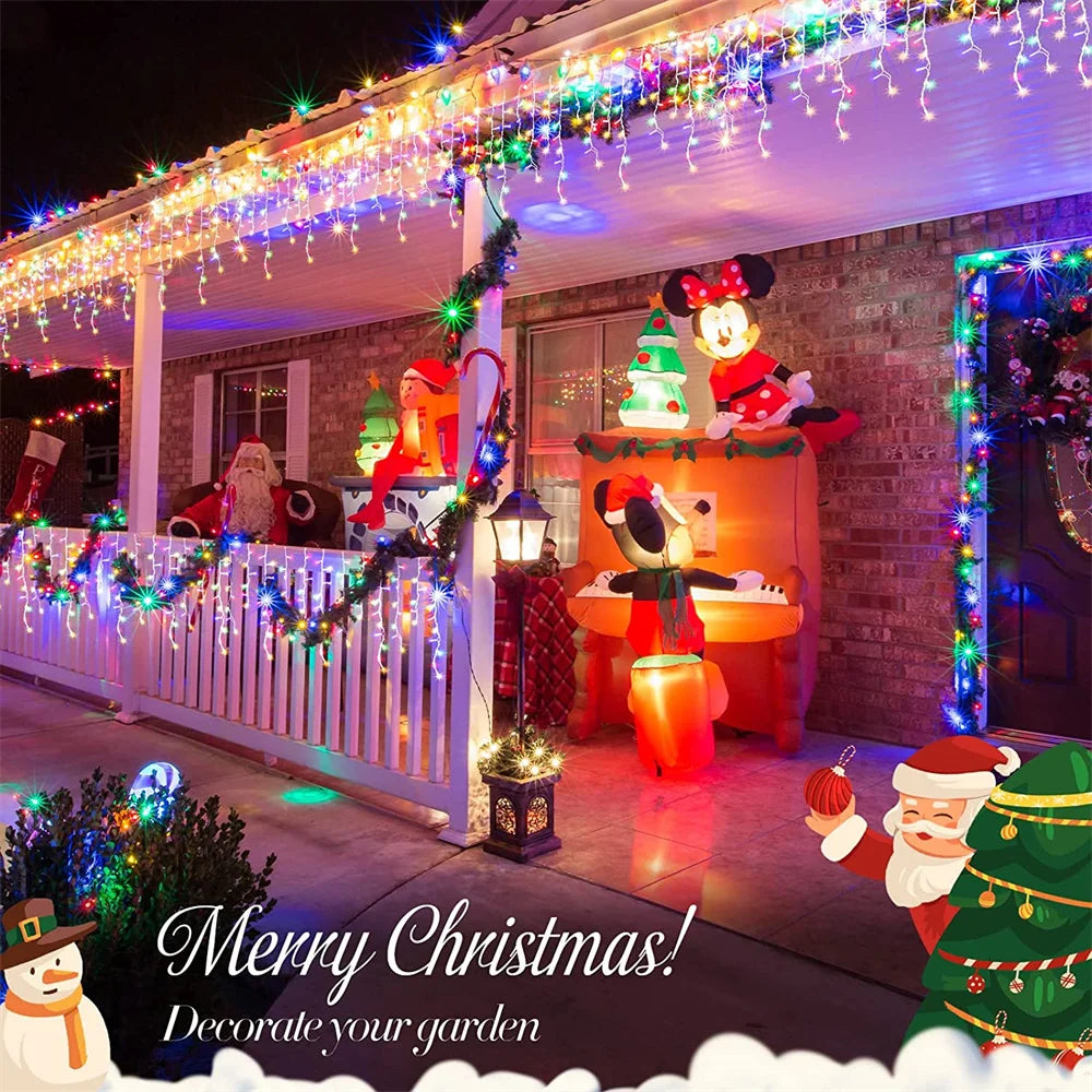 Christmas LightsLed 4m Curtain Light Garland Xmas Tree Decor For home 220V Fairy Lights Outdoor/Indoor Festival String Light
