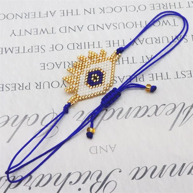 ALIYA Turkish Evil Eye Bracelet for Women Handmade Woven Colorful Miyuki Seed Beads Pulseras Lucky Greek Eye Bracelets Gift