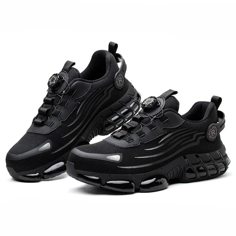 Rotating Button Steel Toe Safety Shoes – Lightweight Puncture-Proof Work Boots for Men