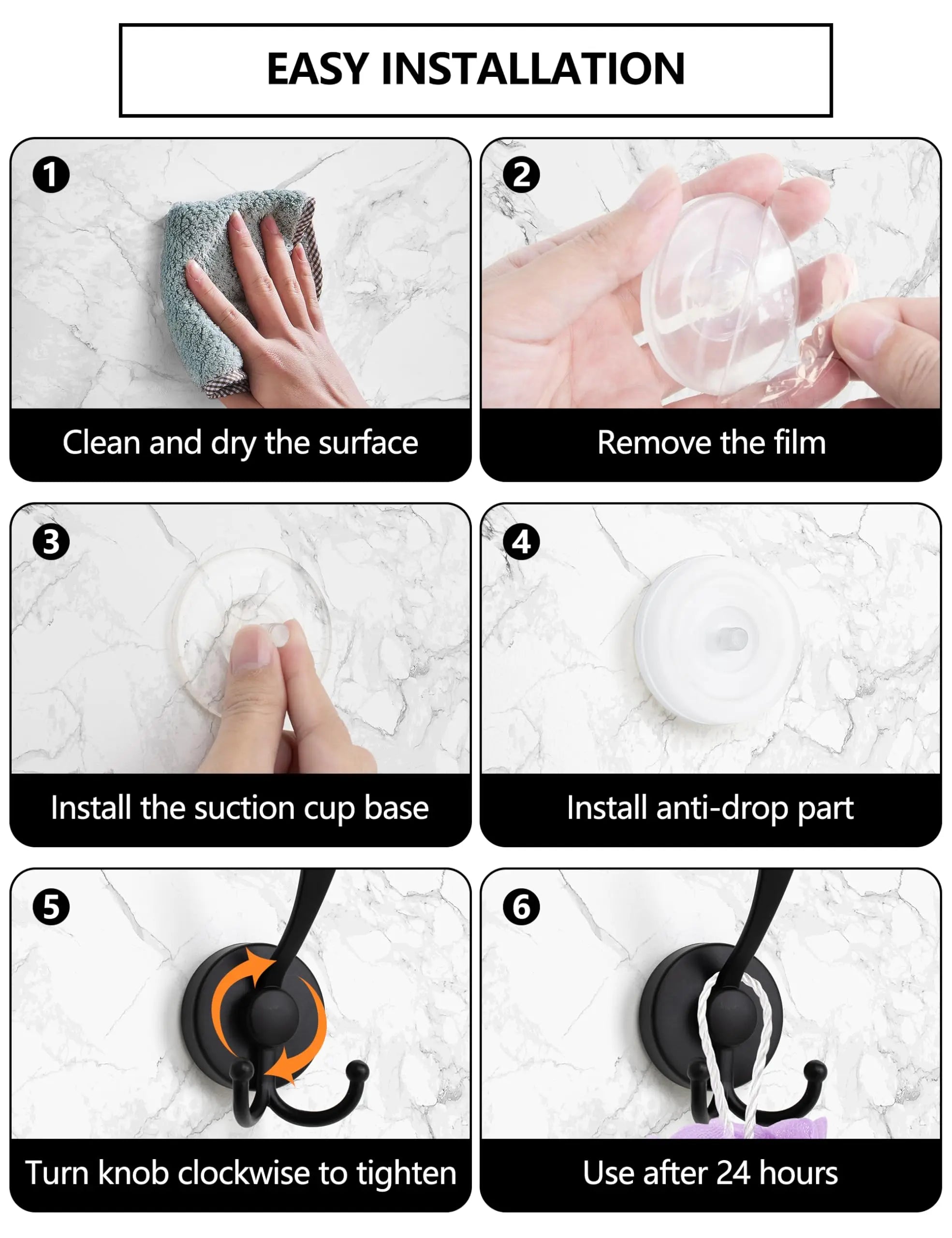 No-Drill Hooks Stainless Steel Waterproof Suction Cup Hooks Wall Mounted Coat Hooks Hook for Bathroom Kitchen Utility Hooks