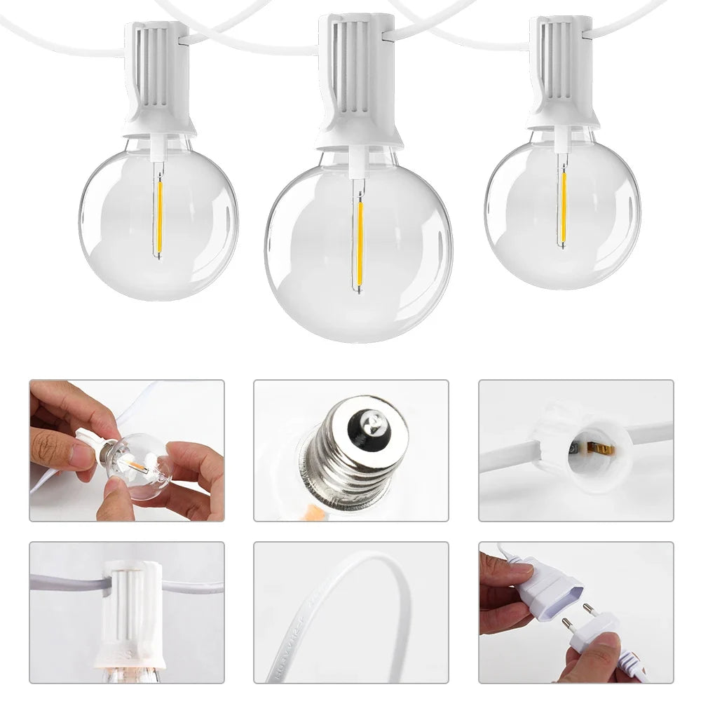 LED String Light 30M 15M Fairy String Light Festoon Patio Garden Lights Christmas Lights Gift White Cable Decoration Lights