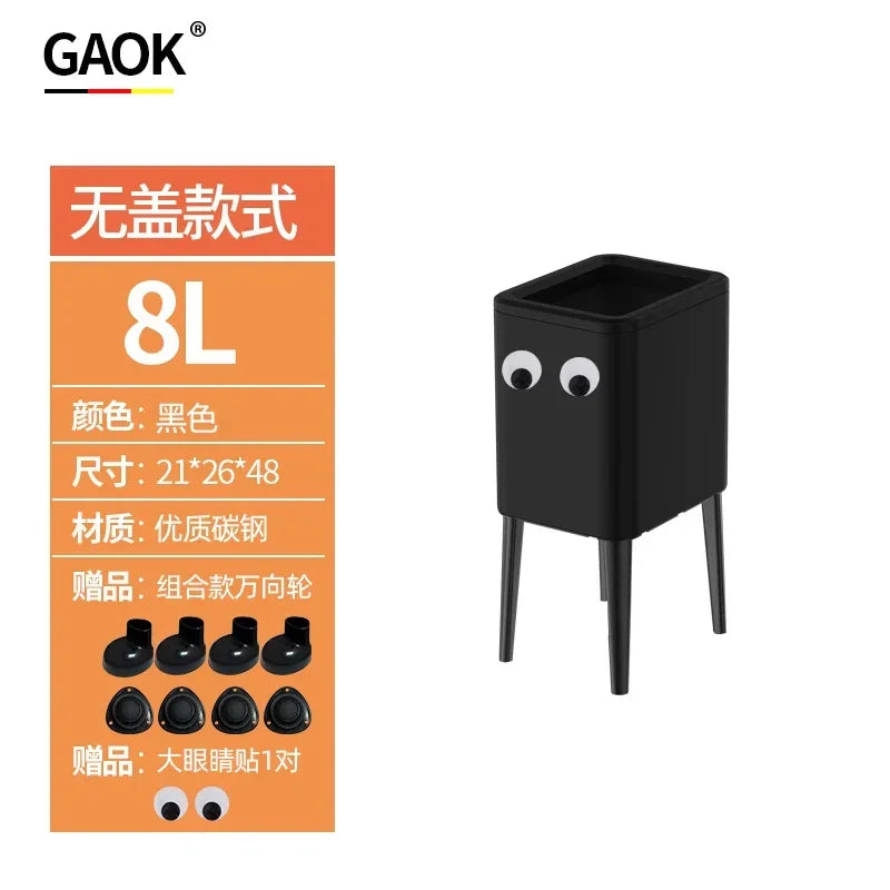 Kitchen Eye-Catching Garbage Can High-Standing Trash Bin Stylish Home Living Room Roller Creative Mobile Bedroom Bin