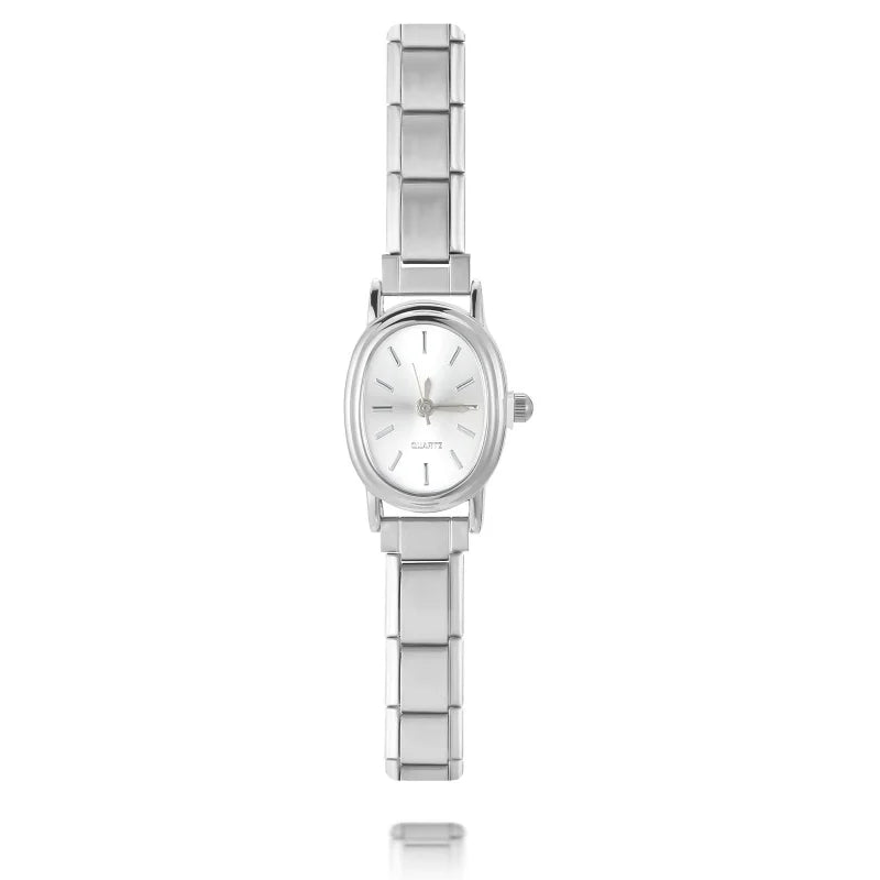 Fashion New Men Women's Stainless Steel Oval Watch 9mm DIY Bracelet Bangle for Friend Wife Birthday Jewelry Gifts