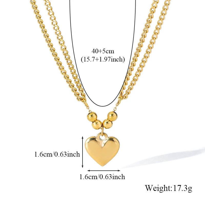 Heart Charm Necklace & Bracelet Set for Women