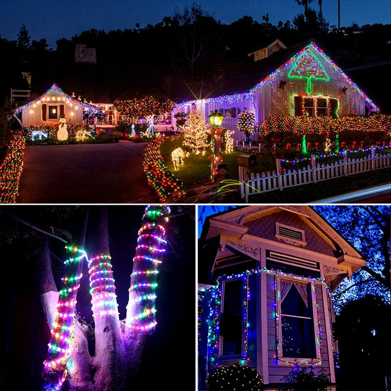 Outdoor LED Solar Fairy String Lights Waterproof Garden Decoration Garland 8Modes Copper Wire Light For Street Patio Christmas